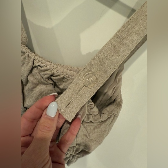 ABERCROMBIE & FITCH Women's Beige Linen Cross Back Tank Blouse Size Small - Picture 2 of 6